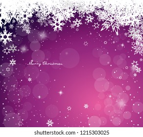Christmas purple vector background illustration with snowflakes and white Merry Christmas text