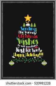 Christmas Quote. Christmas card template. Sending the warmest Christmas wishes on soft snowflakes just for you! Happy Holiday!!!