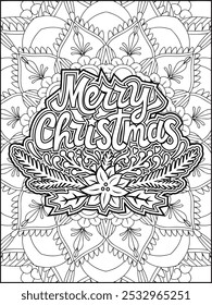 Christmas Quote Coloring Page for Adults. Christmas Quote Line Art Coloring Page.