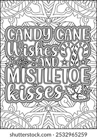 Christmas Quote Coloring Page for Adults. Christmas Quote Line Art Coloring Page.