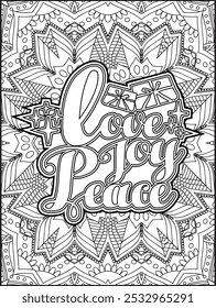 Christmas Quote Coloring Page for Adults. Christmas Quote Line Art Coloring Page.