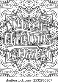 Christmas Quote Coloring Page for Adults. Christmas Quote Line Art Coloring Page.