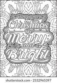 Christmas Quote Coloring Page for Adults. Christmas Quote Line Art Coloring Page.