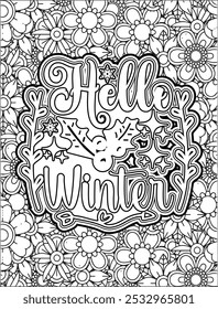 Christmas Quote Coloring Page for Adults. Christmas Quote Line Art Coloring Page.