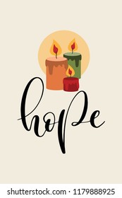 Christmas quote, lettering. Print Design Vector illustration. Hope text.