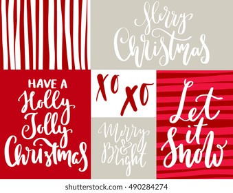 Christmas quotes and sayings for postcards, poster, banner, decoration - hand drawn ink calligraphy, lettering elements for your design. Holiday wishes and labels. 