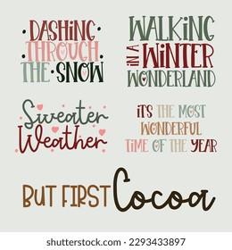 Christmas Quotes Typography Vector Set