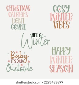 Christmas Quotes Typography Vector Set