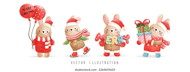 Christmas rabbit banner, Christmas Vector illustration