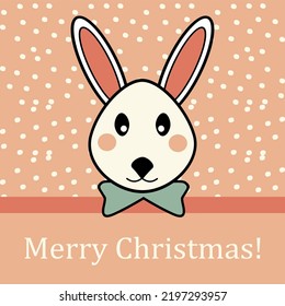 Christmas rabbit card. Vector illustration