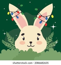 christmas rabbit cartel with decorations