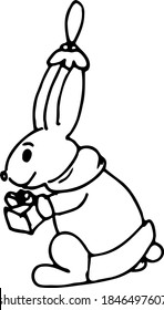 christmas rabbit illustration. christmas tree toy bunny image. vector christmas bunny. black and white rabbit toy icon