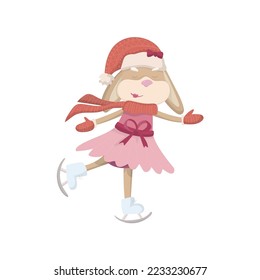 Christmas rabbit on figure skates.
