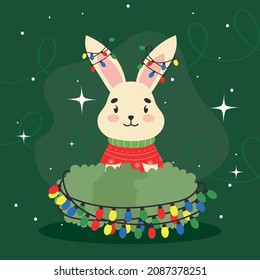 christmas rabbit poster with decorations