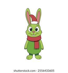 Christmas rabbit vector art illustration