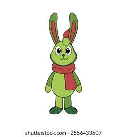 Christmas rabbit vector art illustration