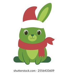 Christmas rabbit vector art illustration
