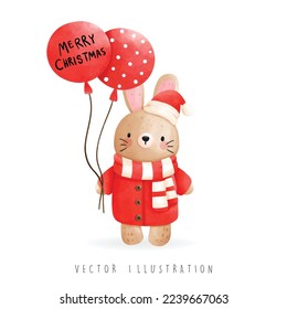 Christmas rabbit, Christmas vector illustration