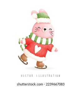Conejo de Navidad, ilustración vectorial de Navidad