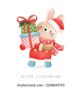 Christmas rabbit, Christmas vector illustration