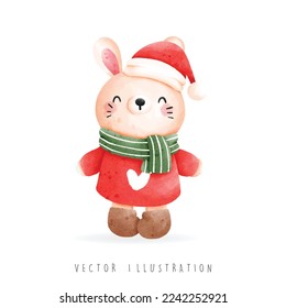 Christmas rabbit, Christmas vector illustration