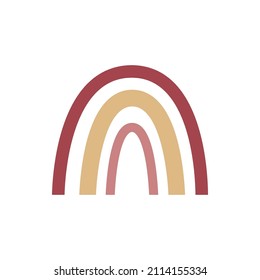 Christmas rainbow icon isolated on white background. Holiday vector illustration, hand drawn festive rainbow