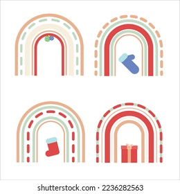 Vector arcoiris e ilustraciones navideñas