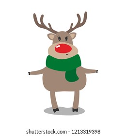 Christmas raindeer With Red Nose. Vector illustration.