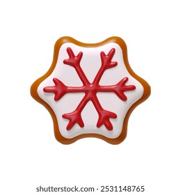 Christmas realistic 3d gingerbread cookies shape of star snowflake. Xmas food sweets baking isolated on white background. vector illustration