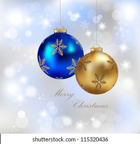 Christmas realistic baubles on shiny background-vector