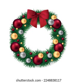 Christmas realistic composition with isolated image of holiday accessory decoration on blank background vector illustration
