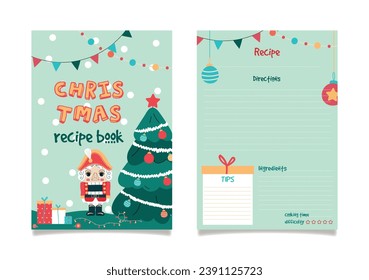 Christmas recipe book page template.