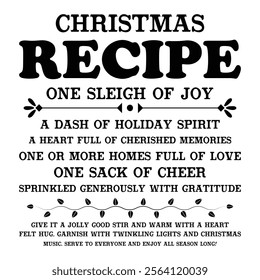 Christmas Recipe T shirt Design Lover