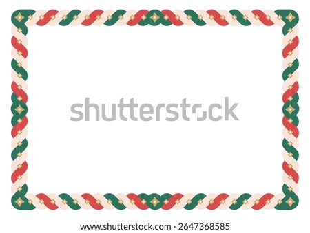 Christmas rectangular frame with candy cane pattern accented by gold diamonds