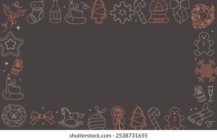 Navidades marco rectangular con Elementos doodle