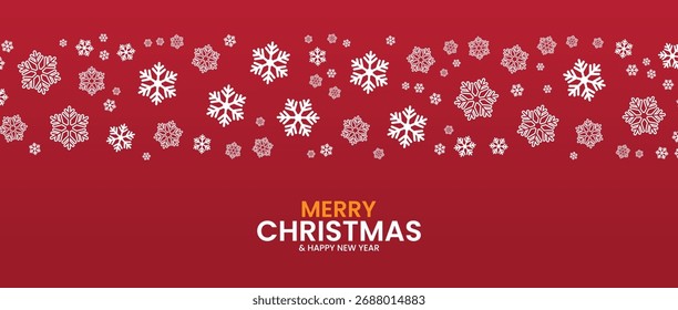 Navidades Anuncios de fondo rojo con diseño de copo de nieve. Ilustración vectorial