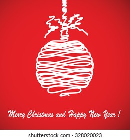 Christmas red background with bauble