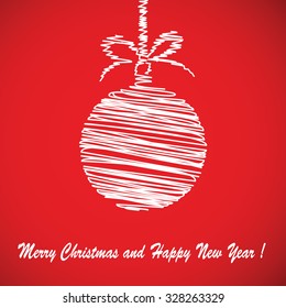 Christmas red background with bauble
