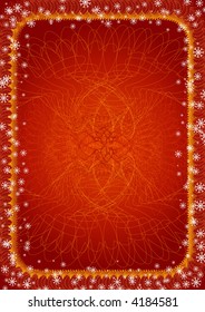 christmas red background with border of snowflakes
