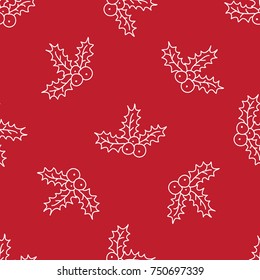 Christmas red background hand drawn. white outlines on red