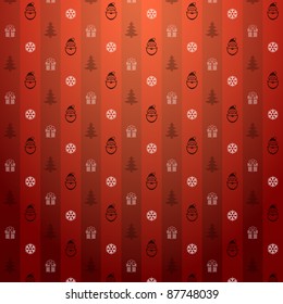 Christmas red background. Pattern with Santa Claus and snowflake.