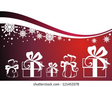 Christmas red background with presents