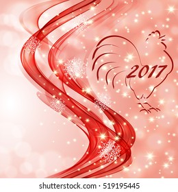 Christmas red background with rooster