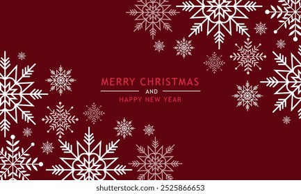 Christmas Red background with seamless snowflake border pattern design