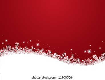 Christmas red background with snowflakes