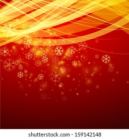Christmas Red background with snowflakes.