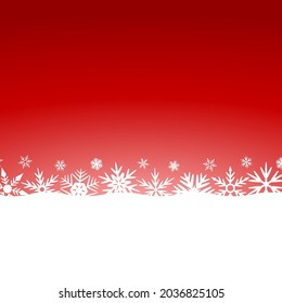 Fondo rojo de Navidad con copos de nieve. 
