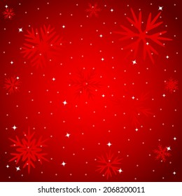 Christmas red background with snowflakes. 