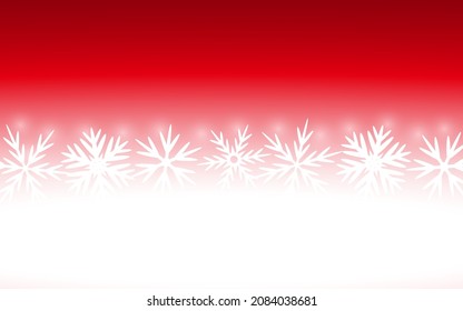 Fondo rojo de Navidad con copos de nieve. 