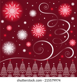 Christmas red background with snowflakes